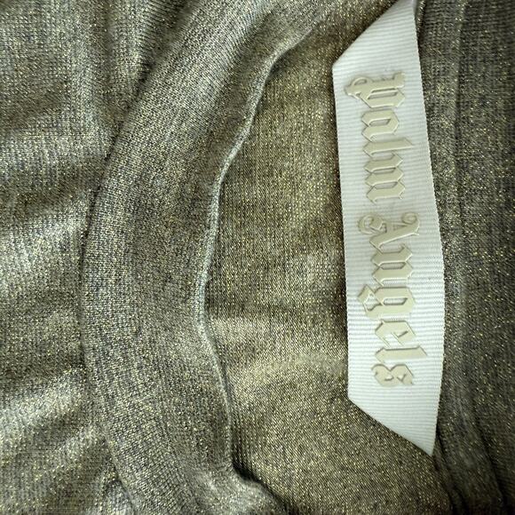 Palm Angels Classic Logo Tape Crop Tee Gold Women’s Size S - Picture 5 of 12